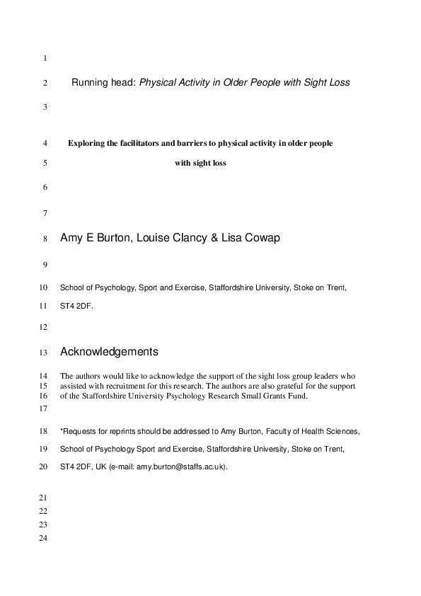 (PDF) Exploring the Facilitators and Barriers to Physical Activity in ...