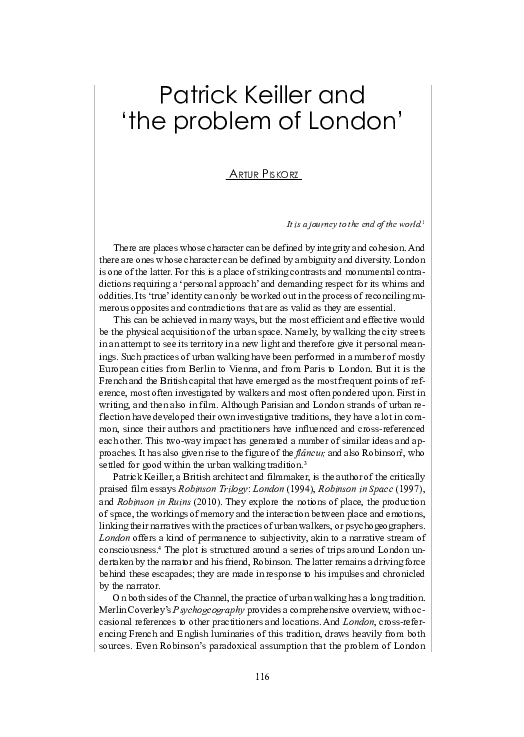 トラベラーズ PDF) Patrick Keiller and 'the problem of London'