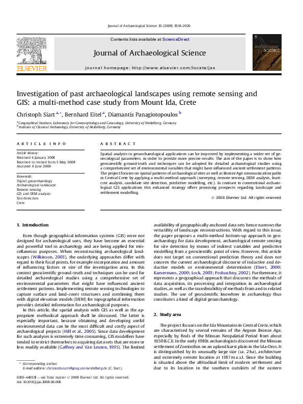 (PDF) Investigation of past archaeological landscapes using remote ...