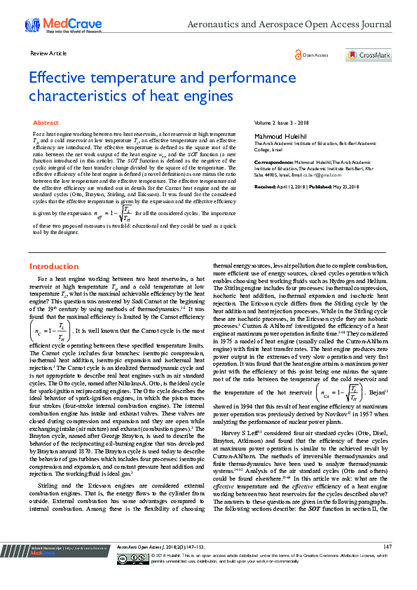 (PDF) Effective temperature and performance characteristics of heat engines