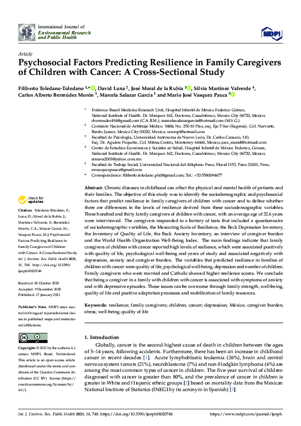 (PDF) Psychosocial Factors Predicting Resilience in Family Caregivers ...