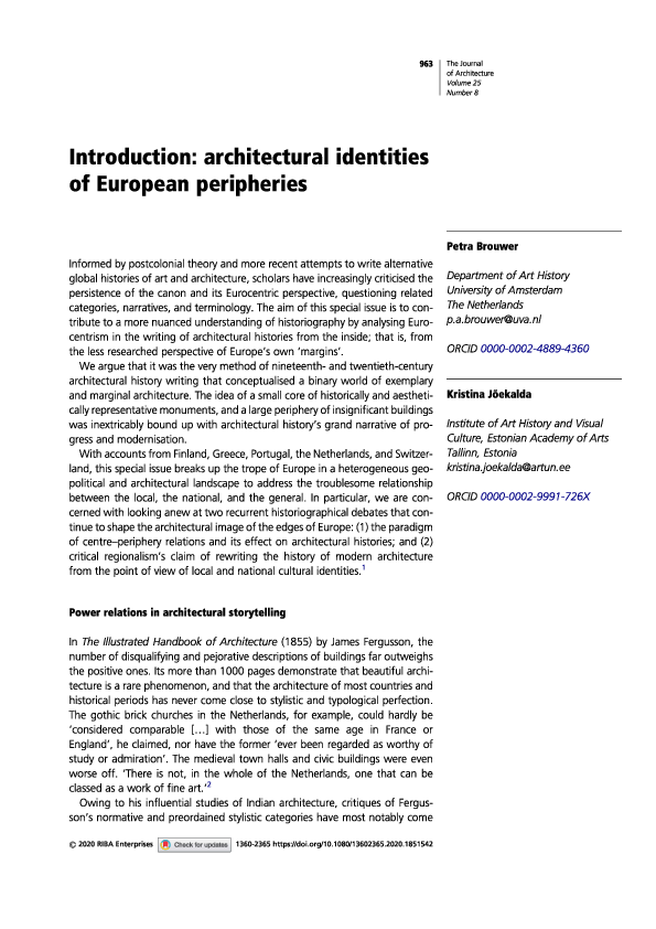 (PDF) Introduction: Architectural Identities of European Peripheries