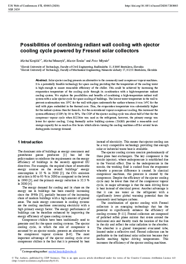 (PDF) Possibilities of combining radiant wall cooling with ejector ...