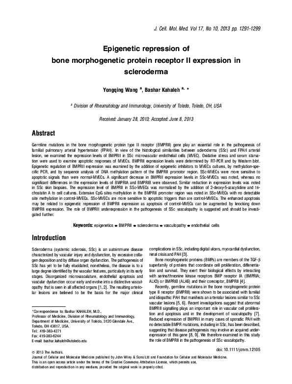 (PDF) Epigenetic repression of bone morphogenetic protein receptor II ...