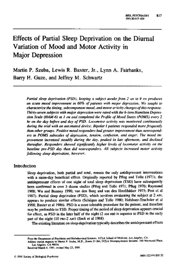 (PDF) Effects of partial sleep deprivation on the diurnal variation of ...