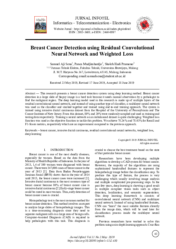 (PDF) Breast Cancer Detection using Residual Convolutional Neural ...