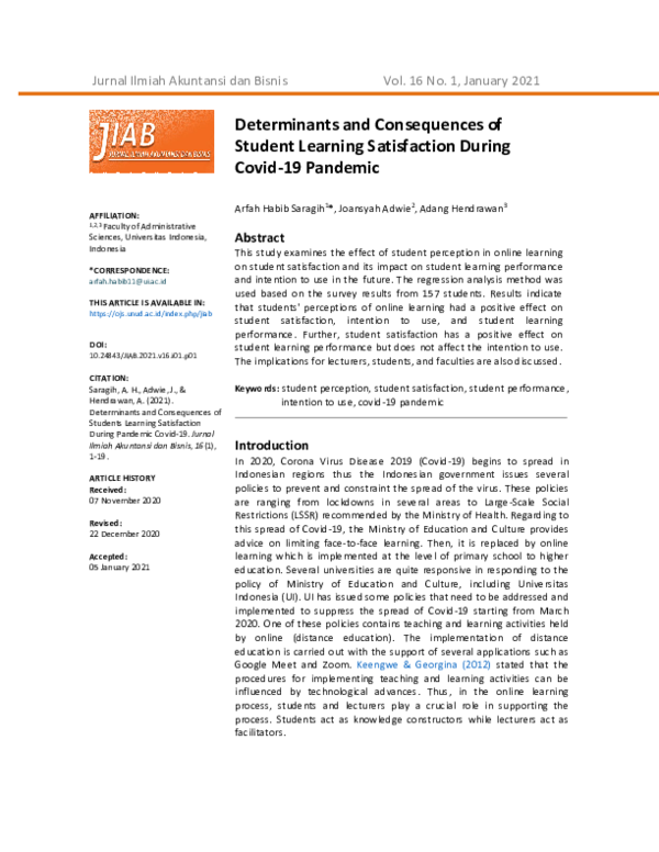 (PDF) Determinants and Consequences of Student Learning Satisfaction ...