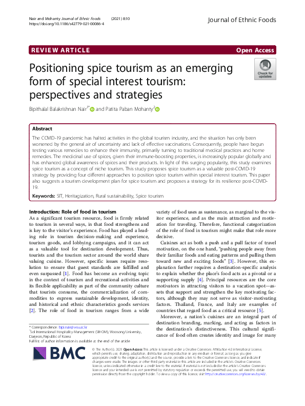 (PDF) Positioning spice tourism as an emerging form of special interest ...