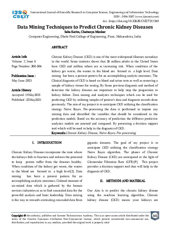 (PDF) Data Mining Techniques to Predict Chronic Kidney Diseases