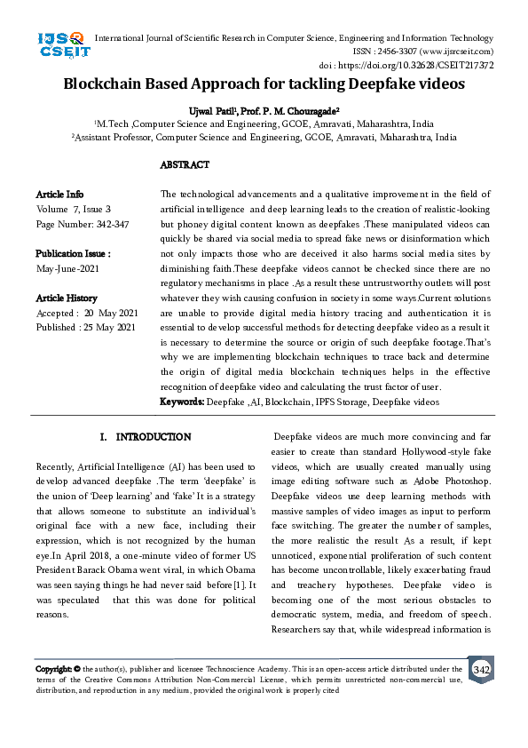 (PDF) Blockchain Based Approach for tackling Deepfake videos