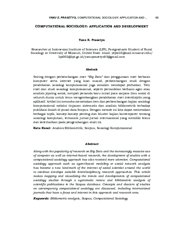 Pdf Computational Sociology Application And Development