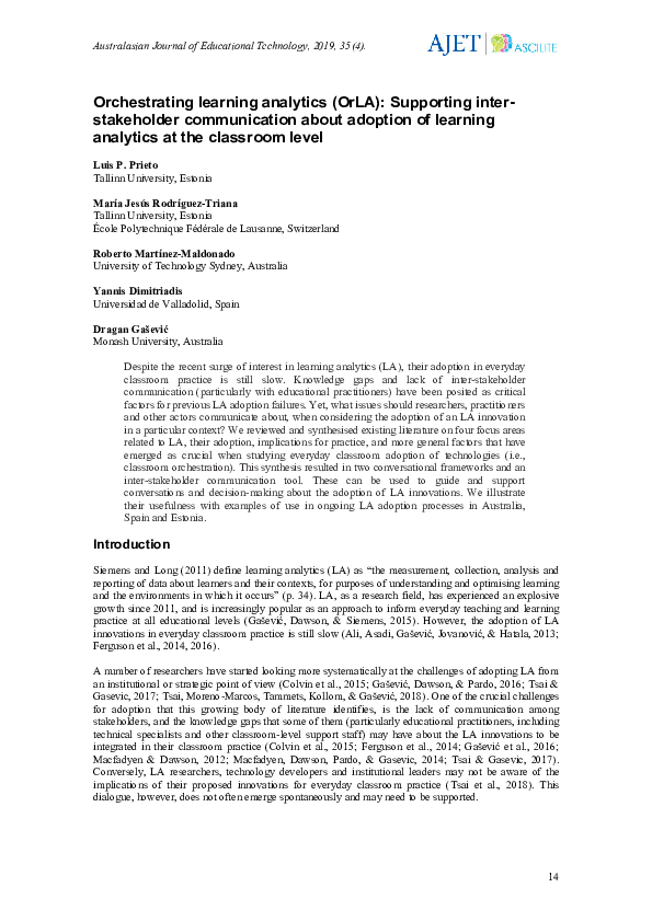 (PDF) Orchestrating learning analytics (OrLA): Supporting inter ...