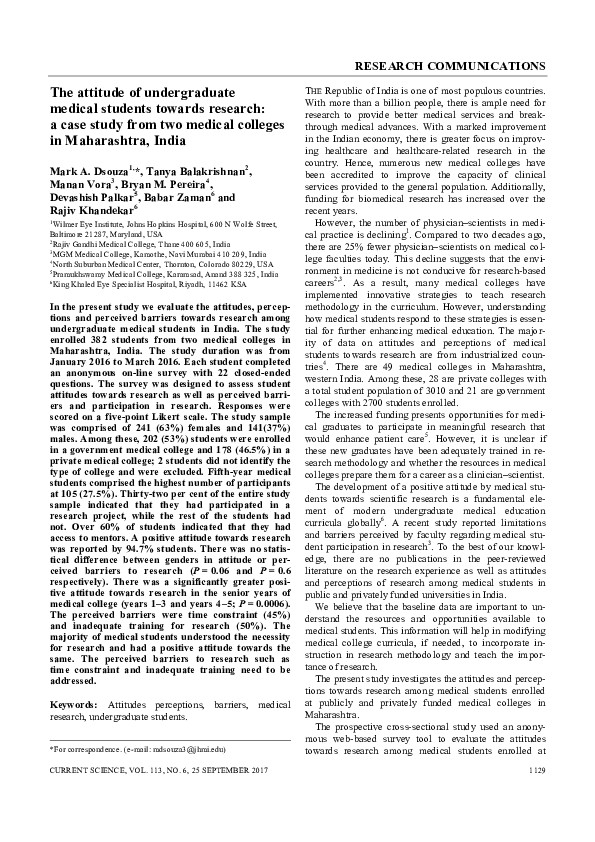 (PDF) The Attitude of Undergraduate Medical Students towards Research:A ...