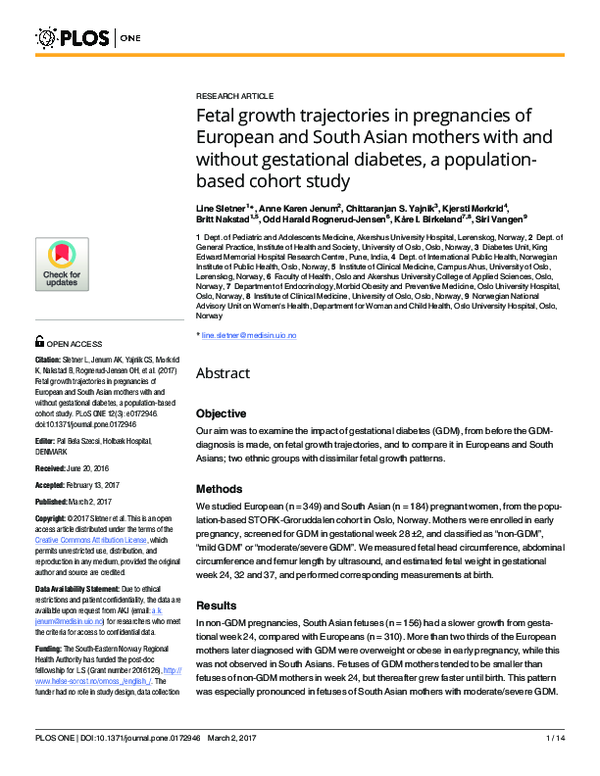 (PDF) Fetal growth trajectories in pregnancies of European and South ...