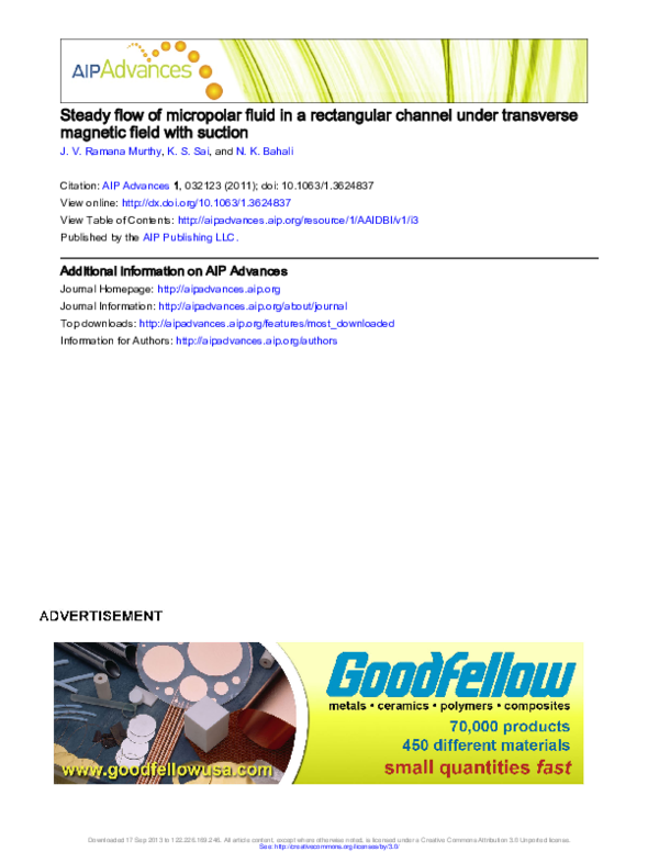 (PDF) Steady flow of micropolar fluid in a rectangular channel under ...
