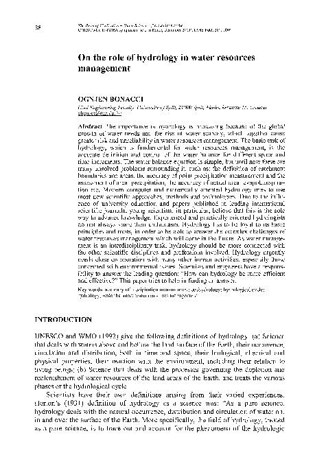 (PDF) On the role of hydrology in water resources management