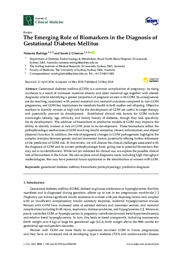 (PDF) The Emerging Role of Biomarkers in the Diagnosis of Gestational ...