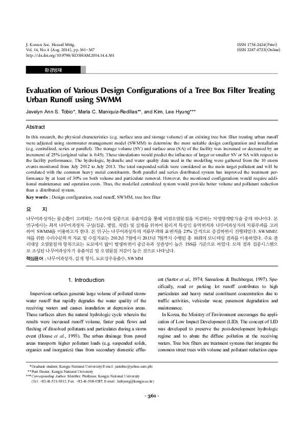 (PDF) Evaluation of Various Design Configurations of a Tree Box Filter ...