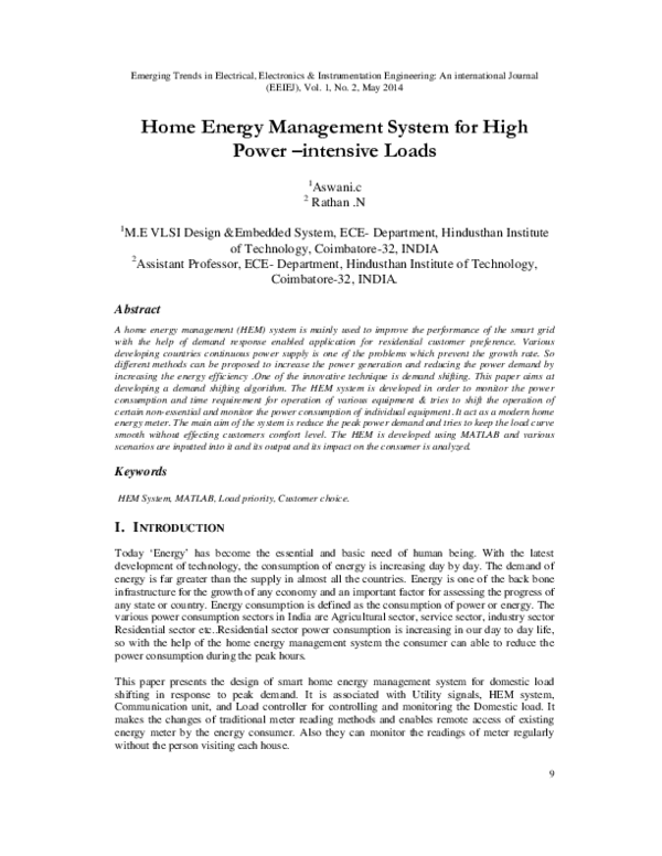 (PDF) Home Energy Management System for High Power intensive Loads