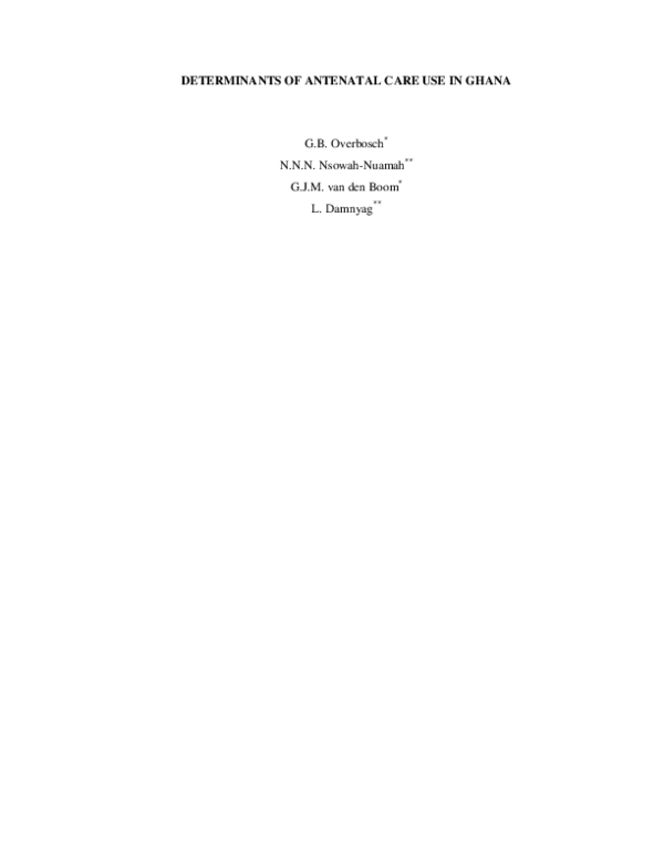 (PDF) Determinants of Antenatal Care Use in Ghana