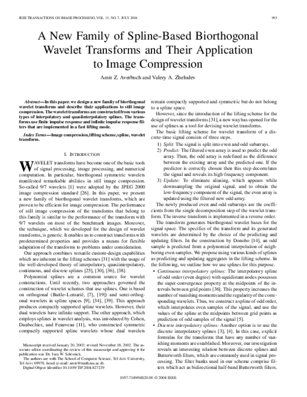 (PDF) A New Family of Spline-Based Biorthogonal Wavelet Transforms and ...