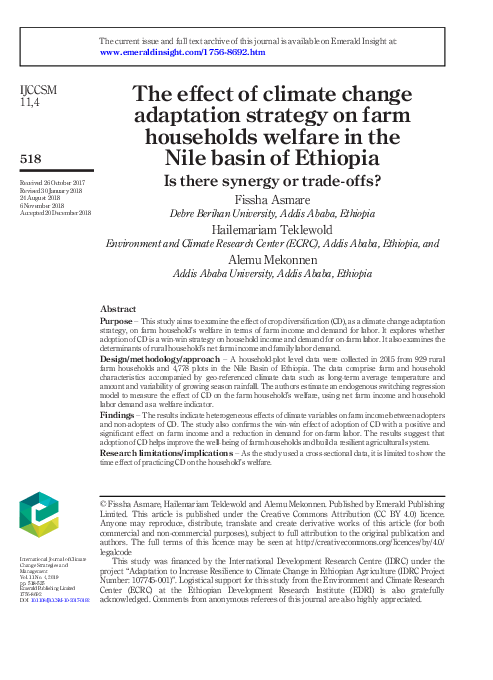 (PDF) The effect of climate change adaptation strategy on farm ...