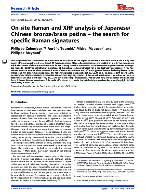 PDF) On-site Raman and XRF analysis of Japanese/Chinese bronze