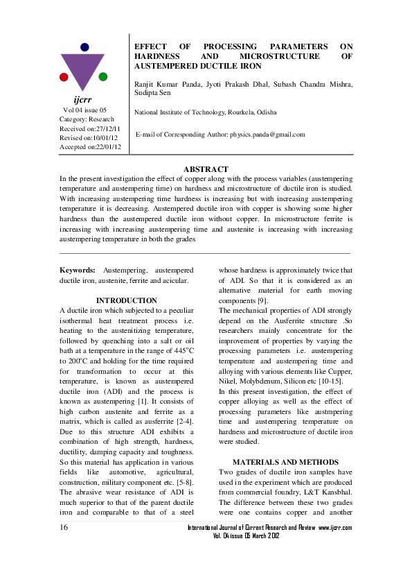 (PDF) Effect of processing parameters on hardness and microstructure of ...