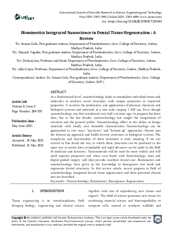 (PDF) Biomimetics Integrated Nanoscience in Dental Tissue Regeneration ...