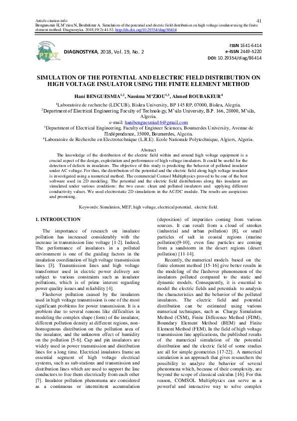 (PDF) Simulation of the potential and electric field distribution on ...