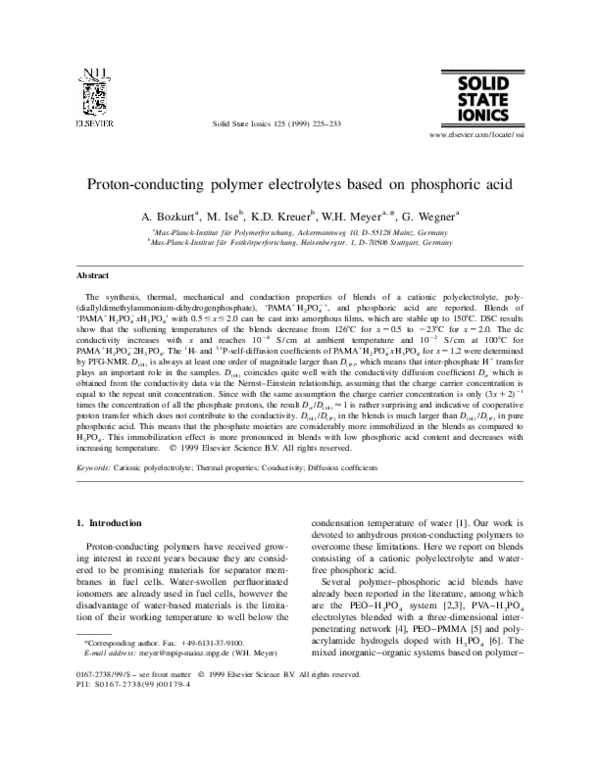 (PDF) Proton-conducting polymer electrolytes based on phosphoric acid