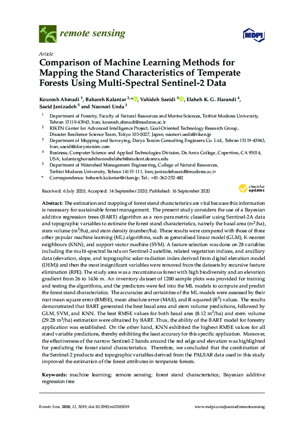 (PDF) Comparison of Machine Learning Methods for Mapping the Stand ...