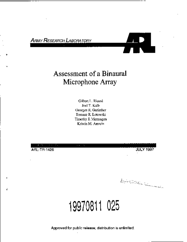 (PDF) Assessment of a Binaural Microphone Array