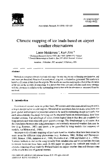 (PDF) Climatic mapping of ice loads based on airport weather observations