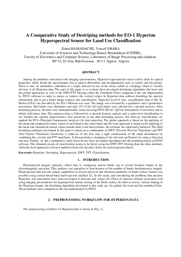 (PDF) A Comparative Study of Destriping methods for EO-1 Hyperion ...