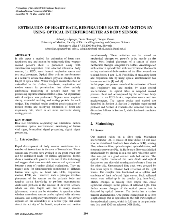 (PDF) Estimation of Heart Rate, Respiratory Rate and Motion by using ...