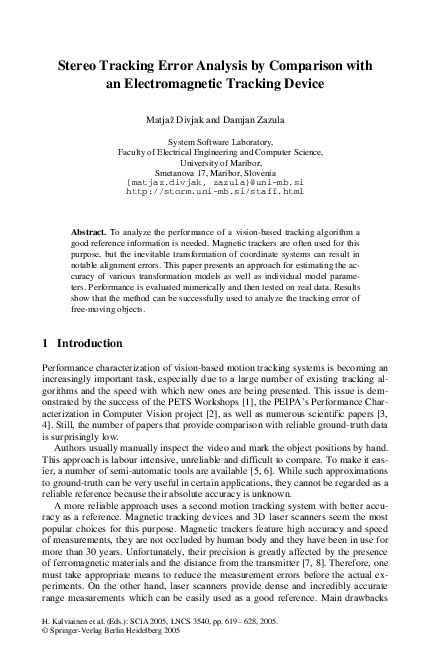 (PDF) Stereo Tracking Error Analysis by Comparison with an ...