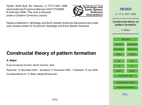(PDF) Constructal theory of pattern formation