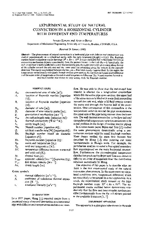 (PDF) Experimental study of natural convection in a horizontal cylinder ...