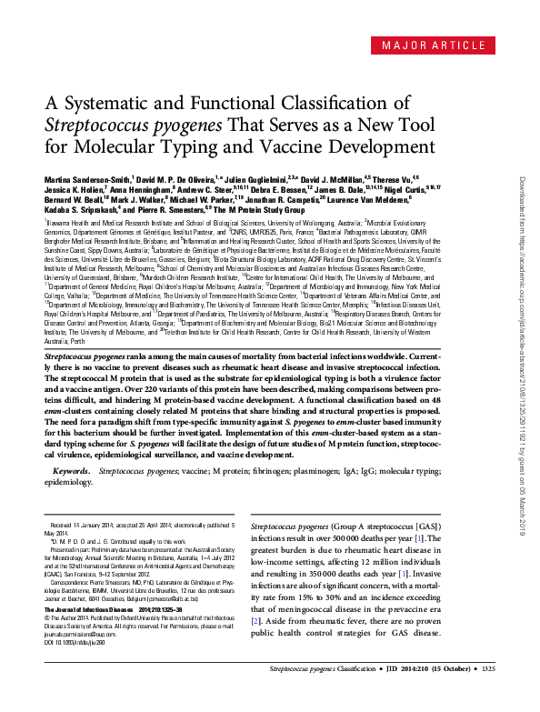 (PDF) A systematic and functional classification of Streptococcus ...