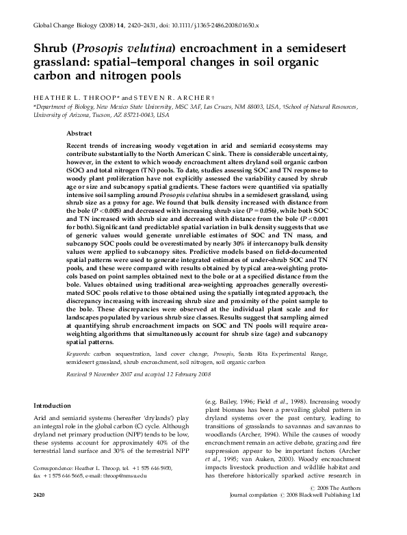 (PDF) Spatial Patterns of Soil Organic Carbon Relative to Tree Size and ...