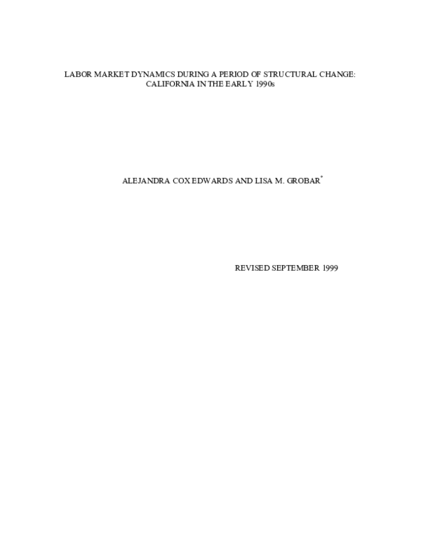 (PDF) Labor Market Dynamics During a Period of Structural Change ...