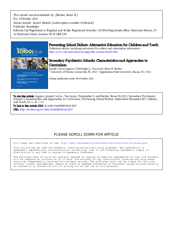 (PDF) Secondary psychiatric schools Characteristics and approaches to