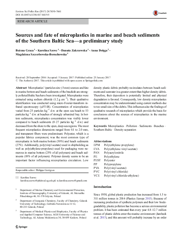 (PDF) Sources and fate of microplastics in marine and beach sediments ...