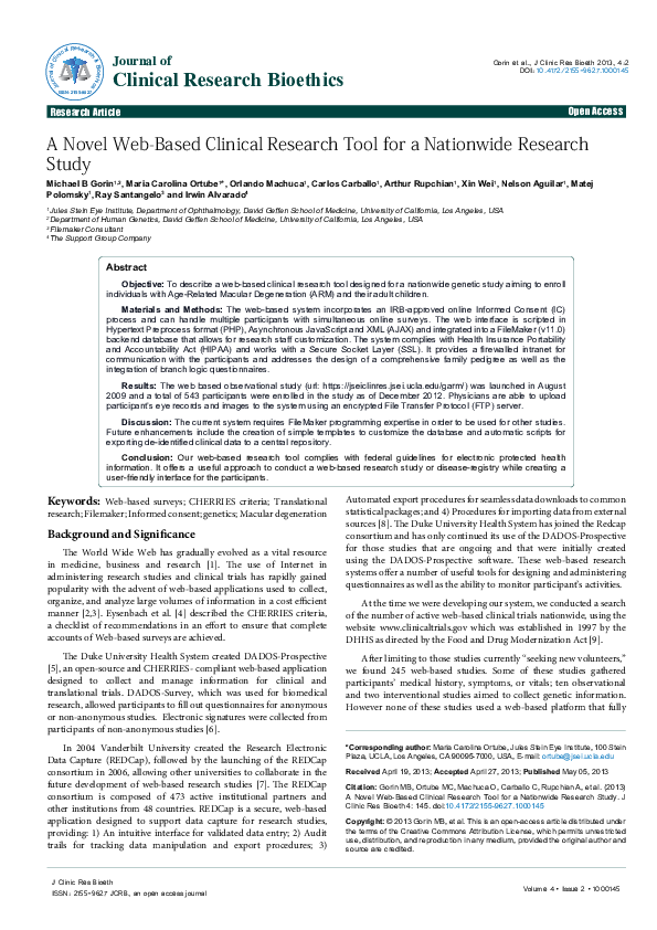 (PDF) A Novel Web-Based Clinical Research Tool for a Nationwide ...
