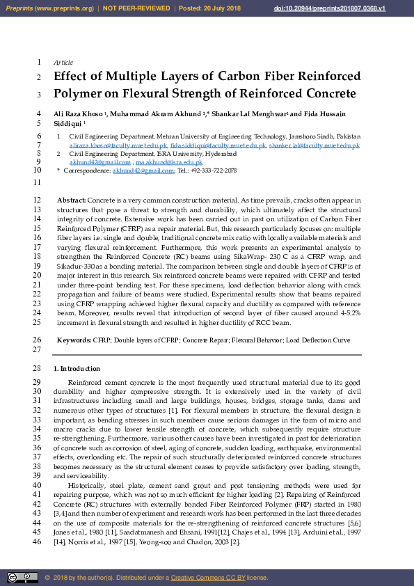 (PDF) Effect of Multiple Layers of Carbon Fiber Reinforced Polymer on ...