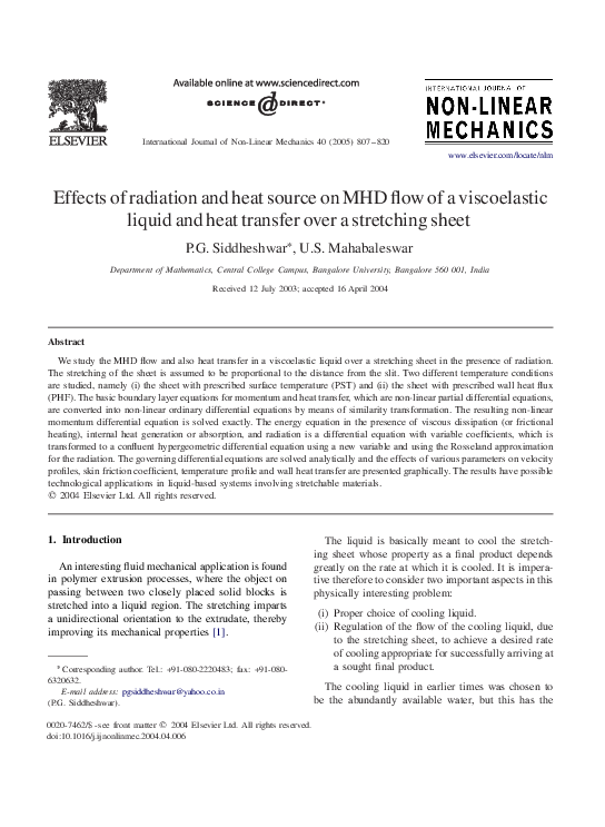 (PDF) Effects of radiation and heat source on MHD flow of a ...