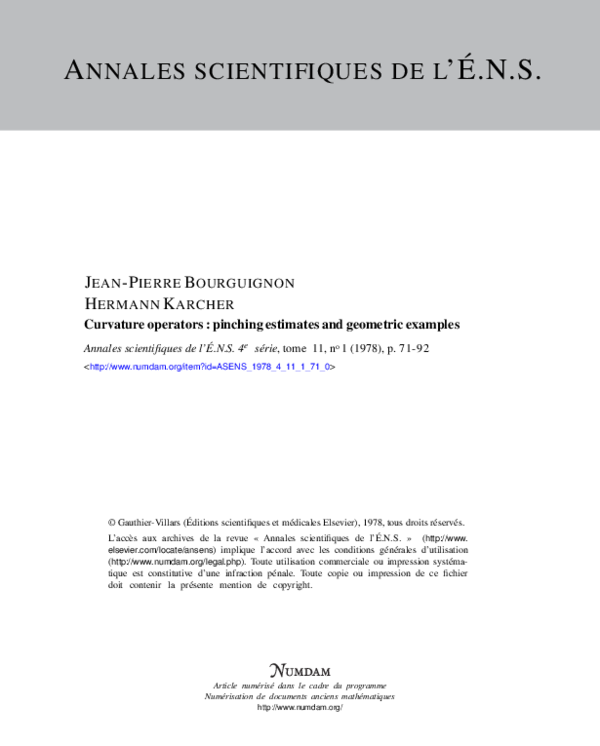 (PDF) Curvature operators: pinching estimates and geometric examples