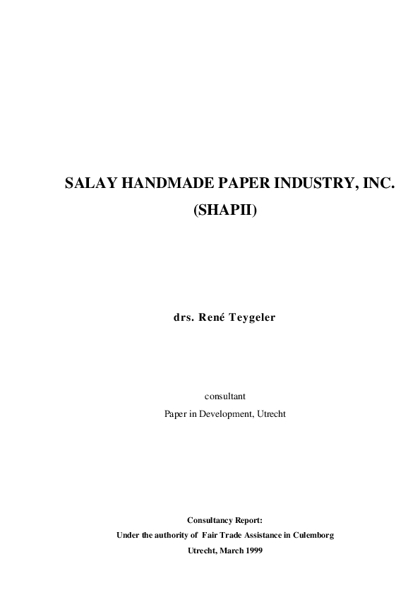 (PDF) Handmade paper industry. Philippines mission report March 1999