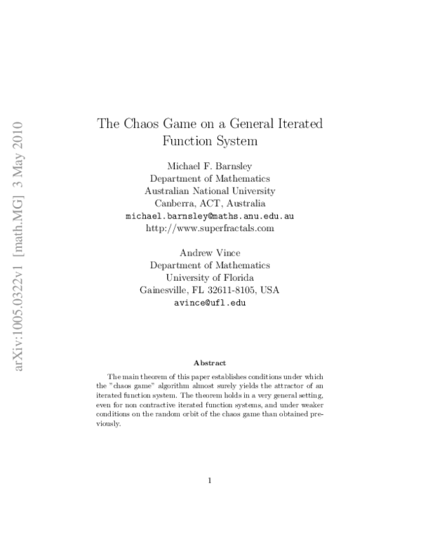 (PDF) The chaos game on a general iterated function system
